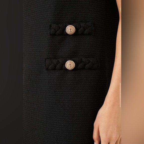 Tuckernuck Jackie Black Tweed Gold Button Dress Size Xs - Picture 6 of 15